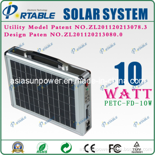 Portable 10W Solar Home Lighting System (PETC-FD-10W)